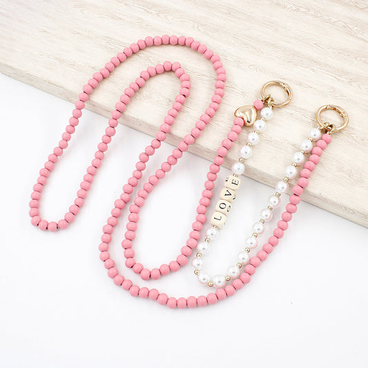 Autumn And Winter Wooden Bead Bag Chain Letter Double Layer
