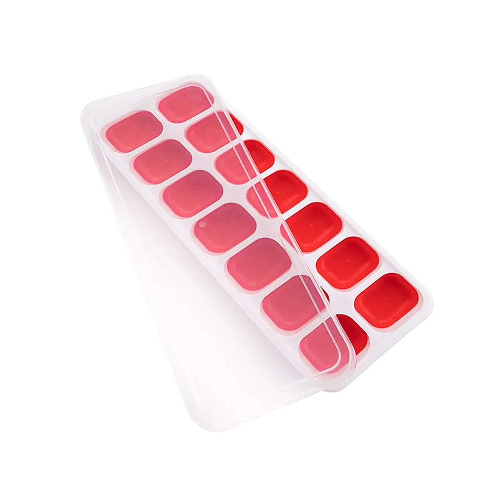 1PC Ice Cube Tray 14 Grid Silicone Ice Cube Mold With Removable Lid Ices Maker Kitchen Gadget Bar Tools