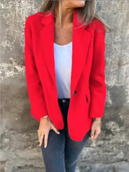 Ins Button Lapel Short Blazer Winter Fashion Commuter Jacket Outwear Women's Clothing