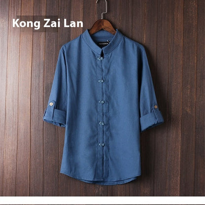 Camisa Masculina de Linho Vintage – Plus Size