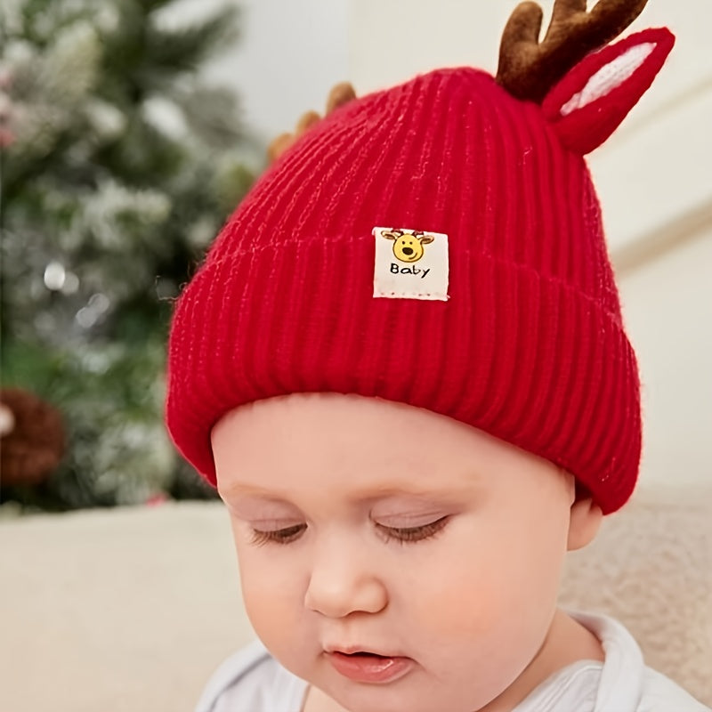 Christmas Antlers Thickened Warm Baby Knitted Hat