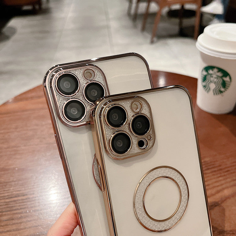 Capa com Anel Suave Eletroplated com Cristais para Smartphone