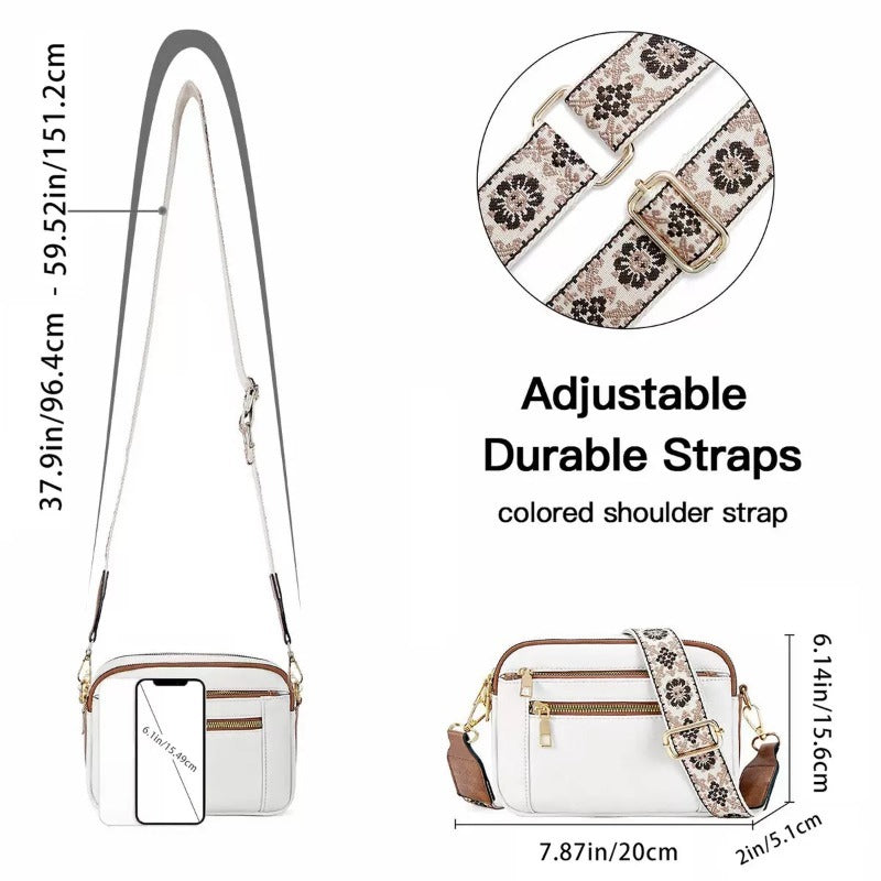Ladies' Small Square Bag Two-tone Leather Crossbody Bag Large-capacity PU Crossbody Wallet Multi-functional For Women's Bag