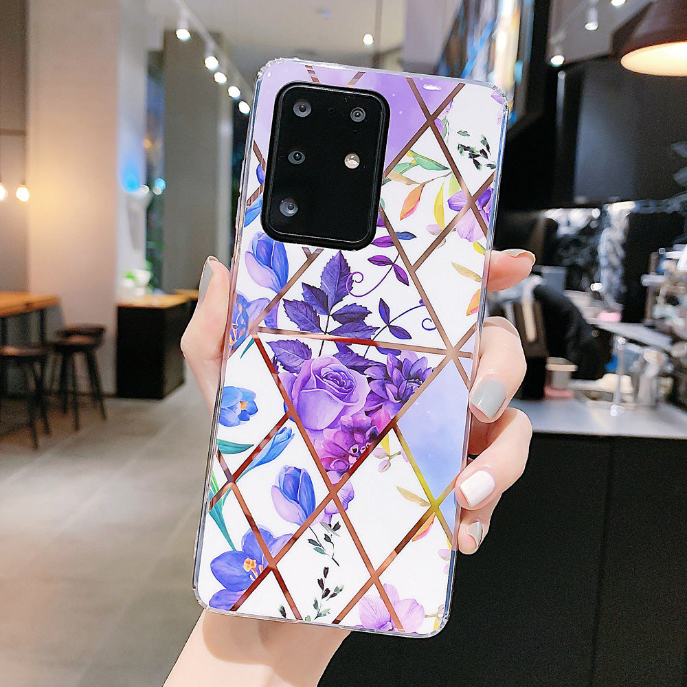 Retro electroplating geometric flower phone case