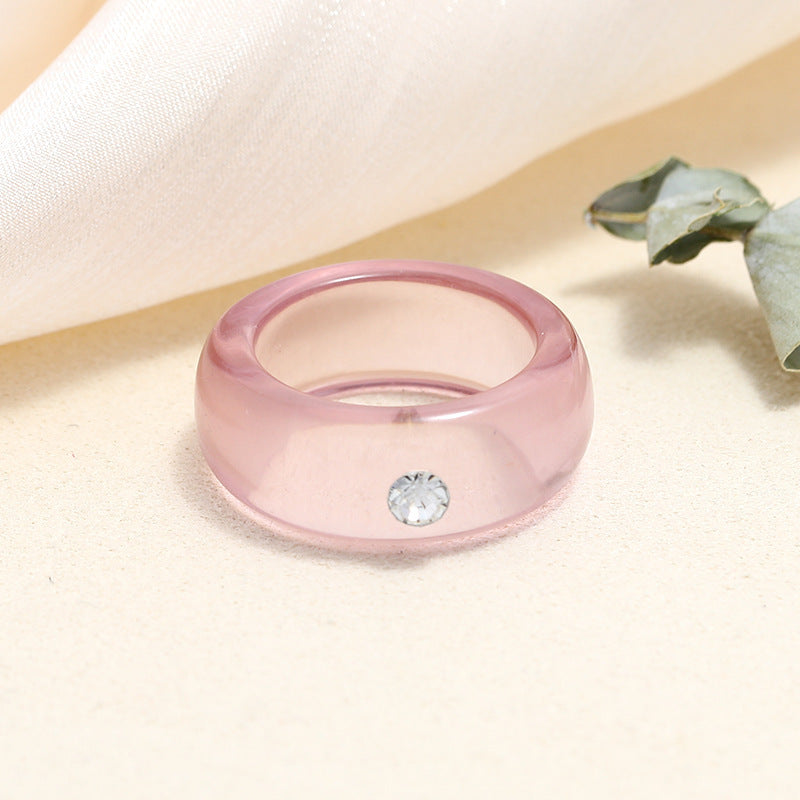 Tortoiseshell Diamond Acrylic Cold Wind Resin Ring