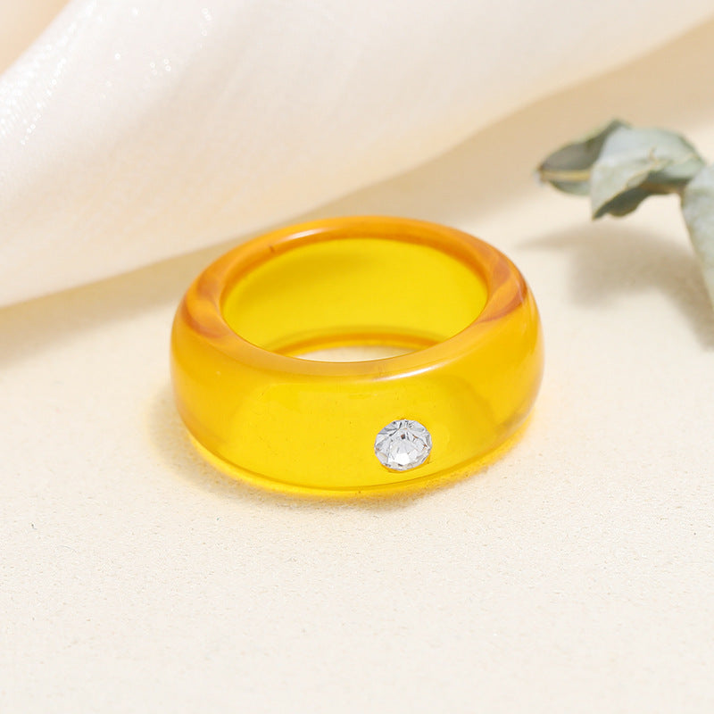 Tortoiseshell Diamond Acrylic Cold Wind Resin Ring