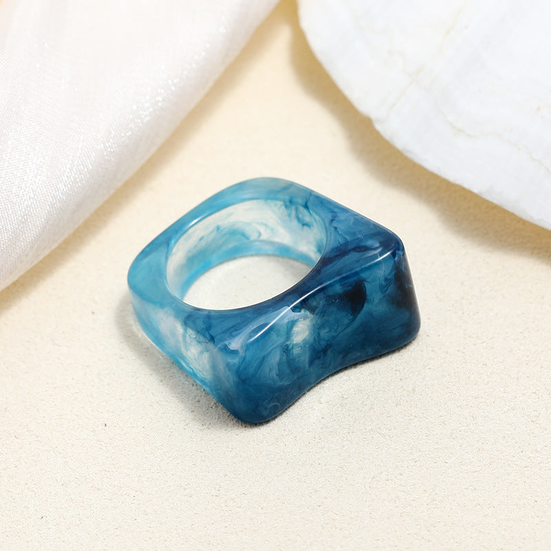 Tortoiseshell Diamond Acrylic Cold Wind Resin Ring