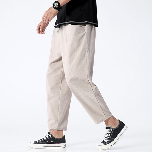 Loose Cotton Linen Cropped Harem Pants Casual