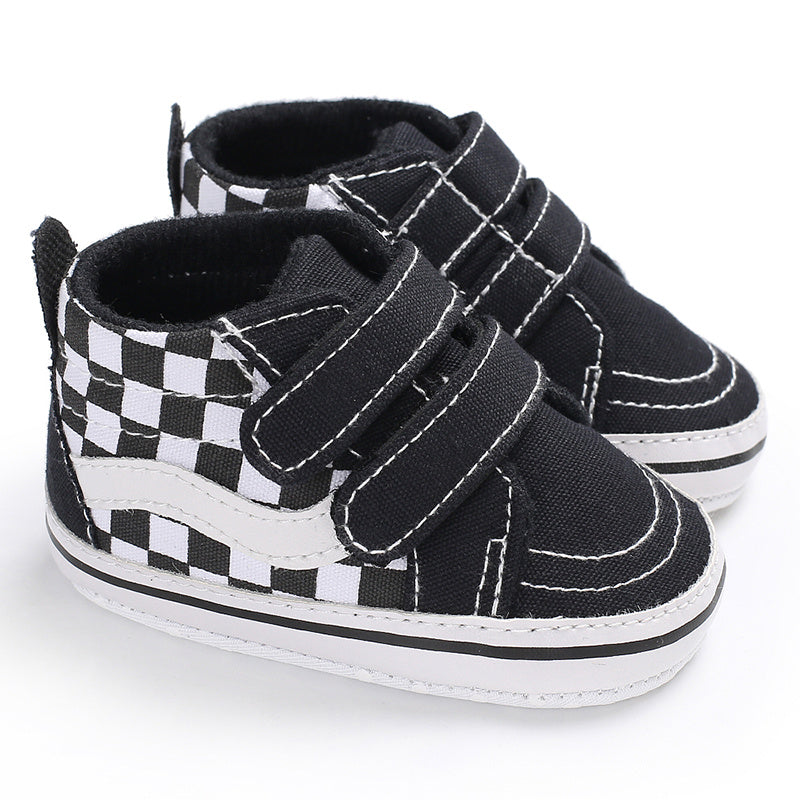 Casual Soft Sole Non-slip Plaid High-top Canvas Toddler Shoes