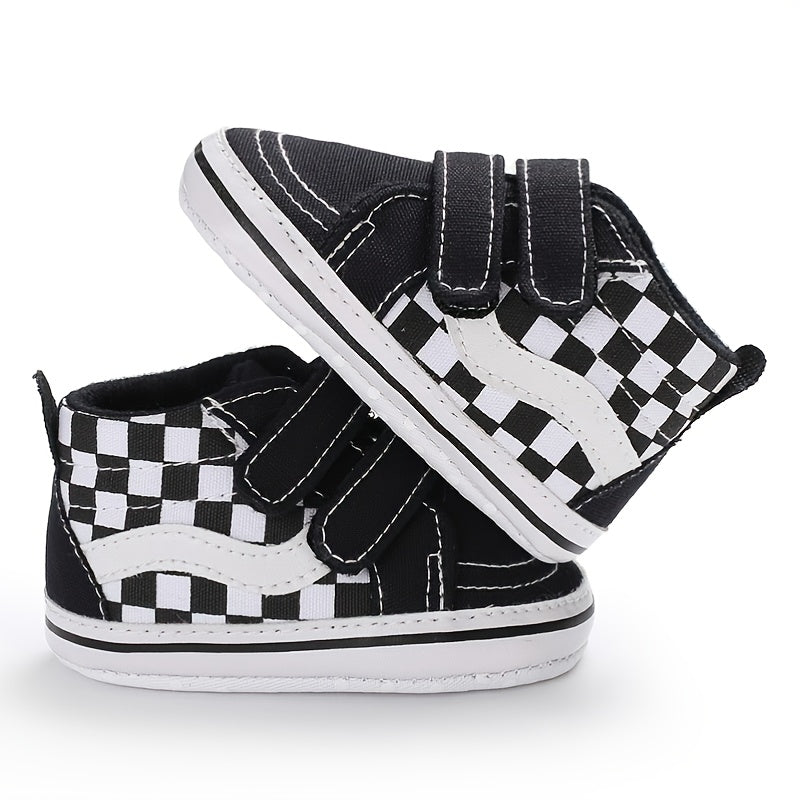Casual Soft Sole Non-slip Plaid High-top Canvas Toddler Shoes