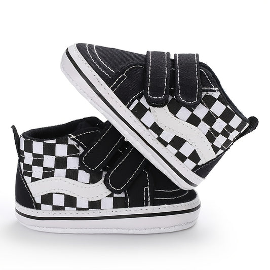 Casual Soft Sole Non-slip Plaid High-top Canvas Toddler Shoes