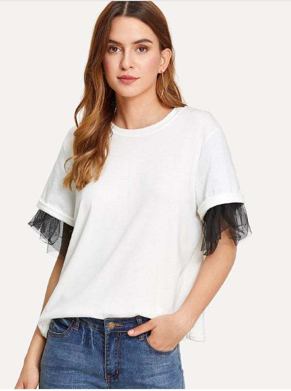 Mesh Sleeves Loose T-shirt