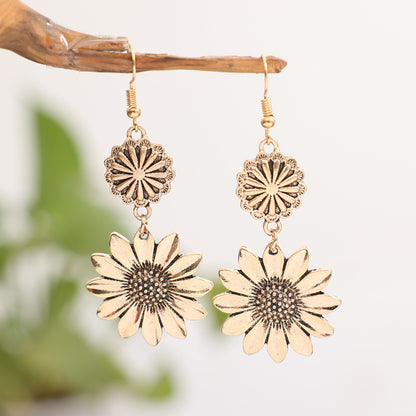 Brincos Femininos Estilo Retrô Girassol – Acessório de Moda