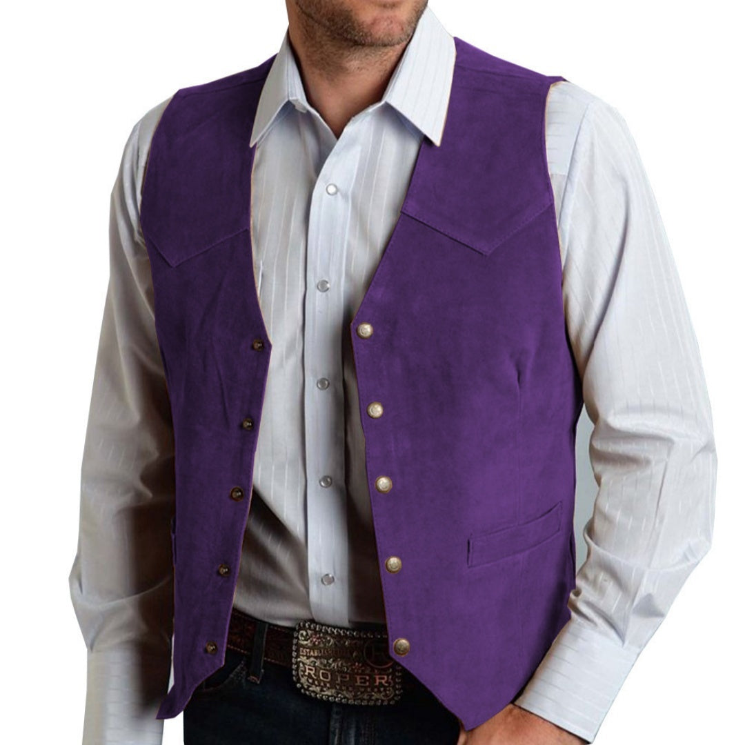 Men's Suit Metal Buckle Suede Vest