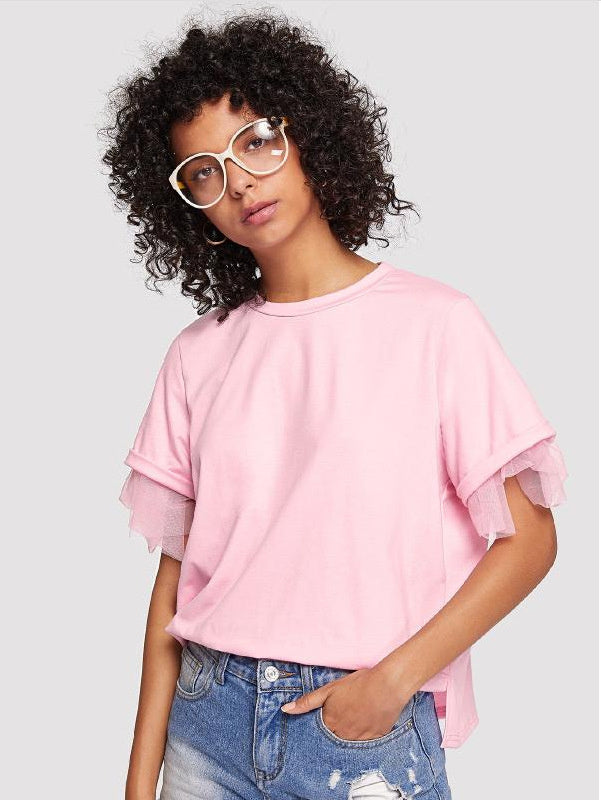 Mesh Sleeves Loose T-shirt