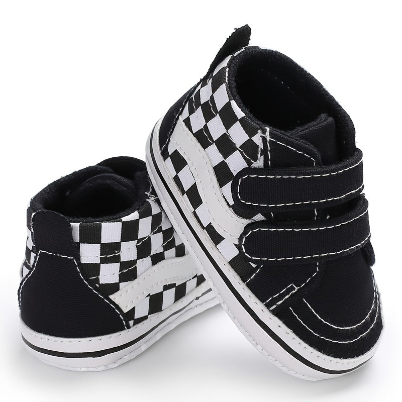 Casual Soft Sole Non-slip Plaid High-top Canvas Toddler Shoes