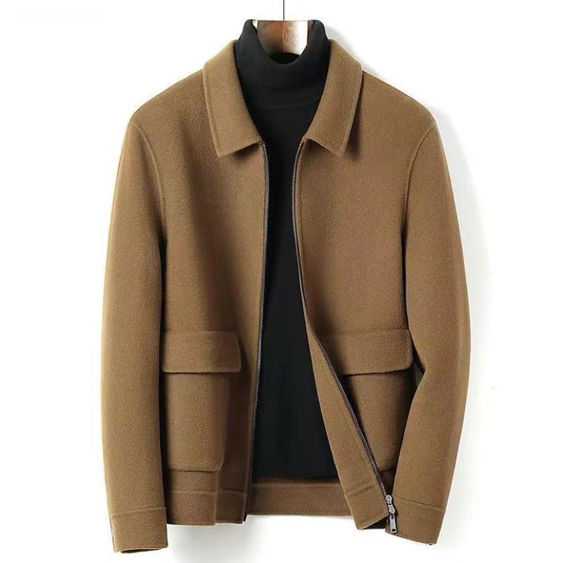 Men's Coat Thickened Double-sided Woolen Lapel Casual Woolen Coat