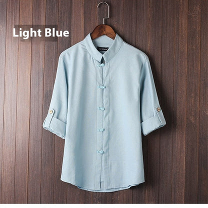 Camisa Masculina de Linho Vintage – Plus Size