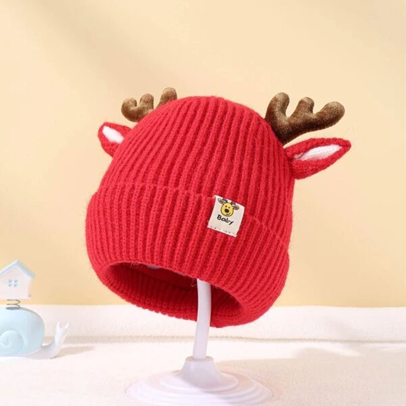 Christmas Antlers Thickened Warm Baby Knitted Hat