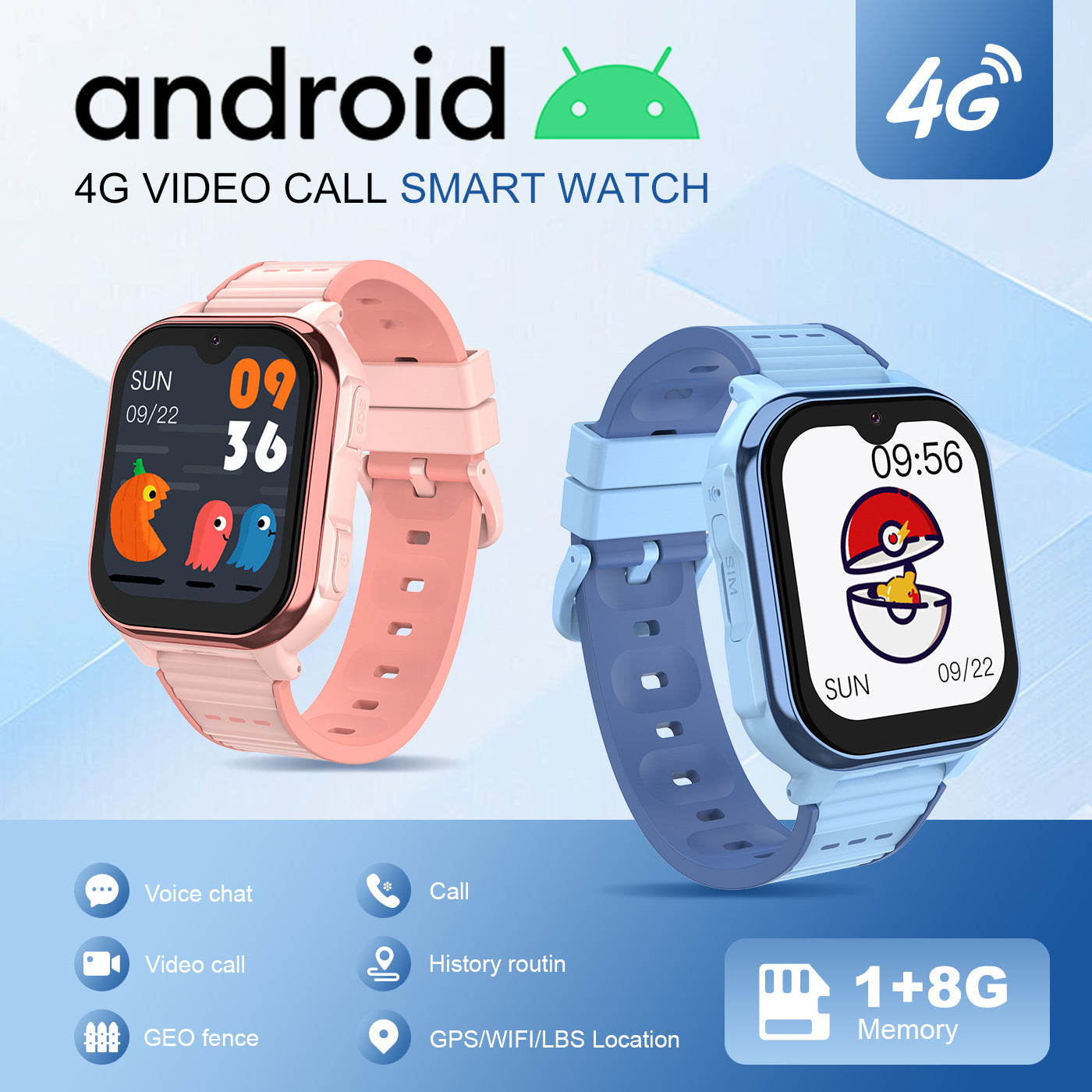 Children's Smart Watch with 4G GPS Location Android WhatsApp Video Call Function