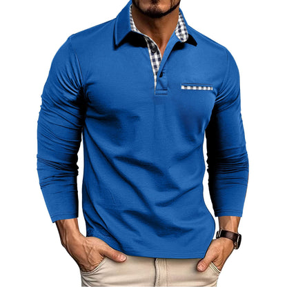 Camisa Polo Masculina com Gola e Estampa Xadrez – Manga Longa
