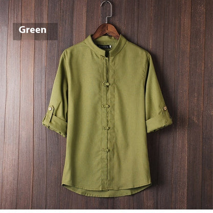 Camisa Masculina de Linho Vintage – Plus Size
