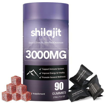 Gomas Mastigáveis com Shilajit – Embalagem com 60 Unidades