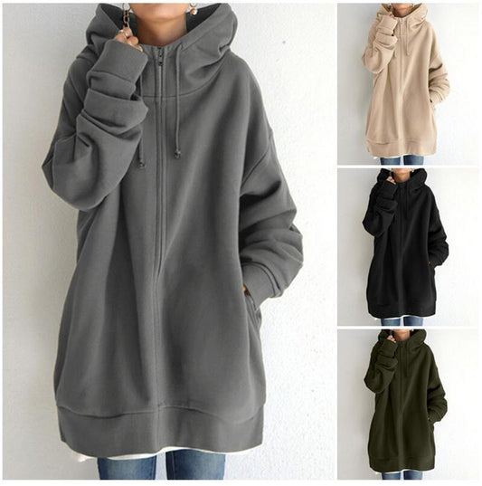 Casaco Oversized Feminino com Capuz – Tecido Confortável