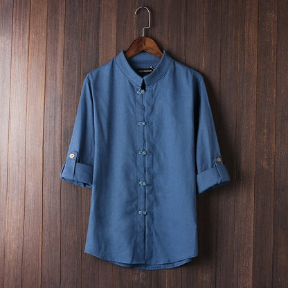 Camisa Masculina de Linho Vintage – Plus Size