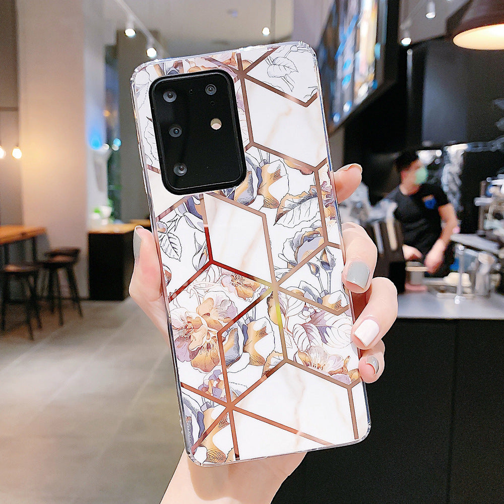 Retro electroplating geometric flower phone case