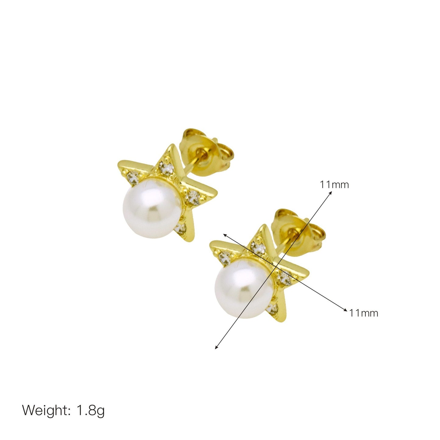 Moon Flower-shaped Pearl Zircon Round Earrings