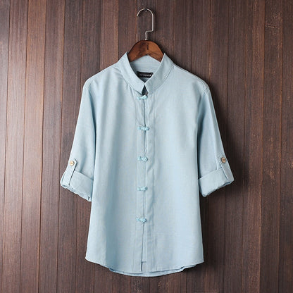 Camisa Masculina de Linho Vintage – Plus Size
