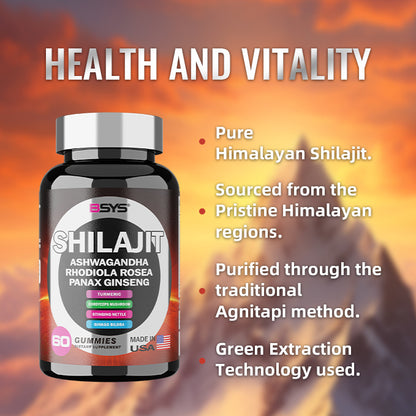 Gomas Mastigáveis 8-em-1 com Shilajit – Embalagem com 60 Unidades