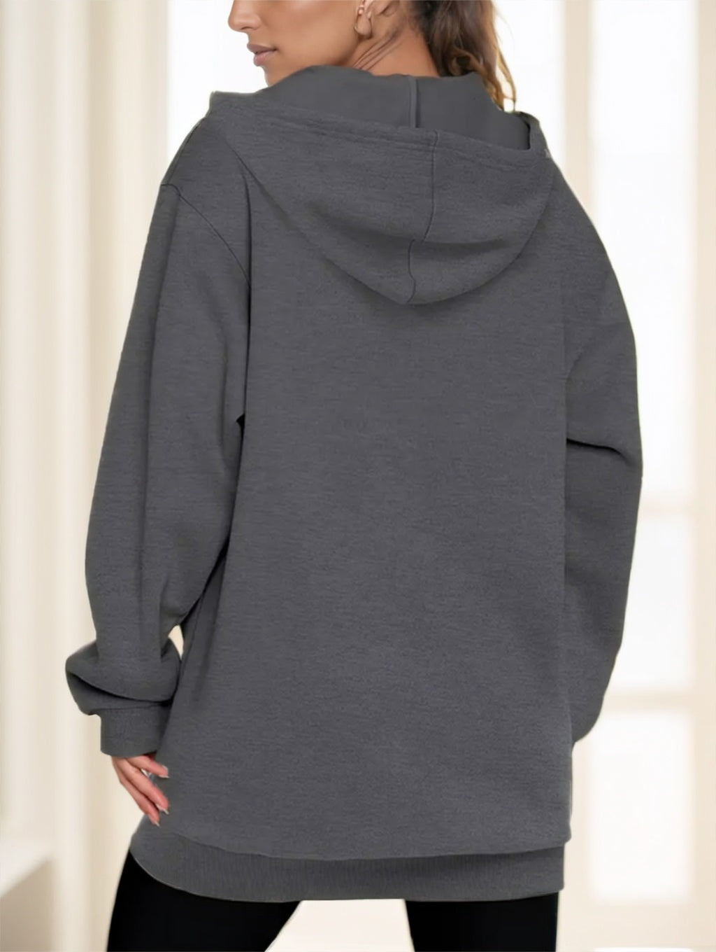 Women's Casual Long Hoodie With Zipper