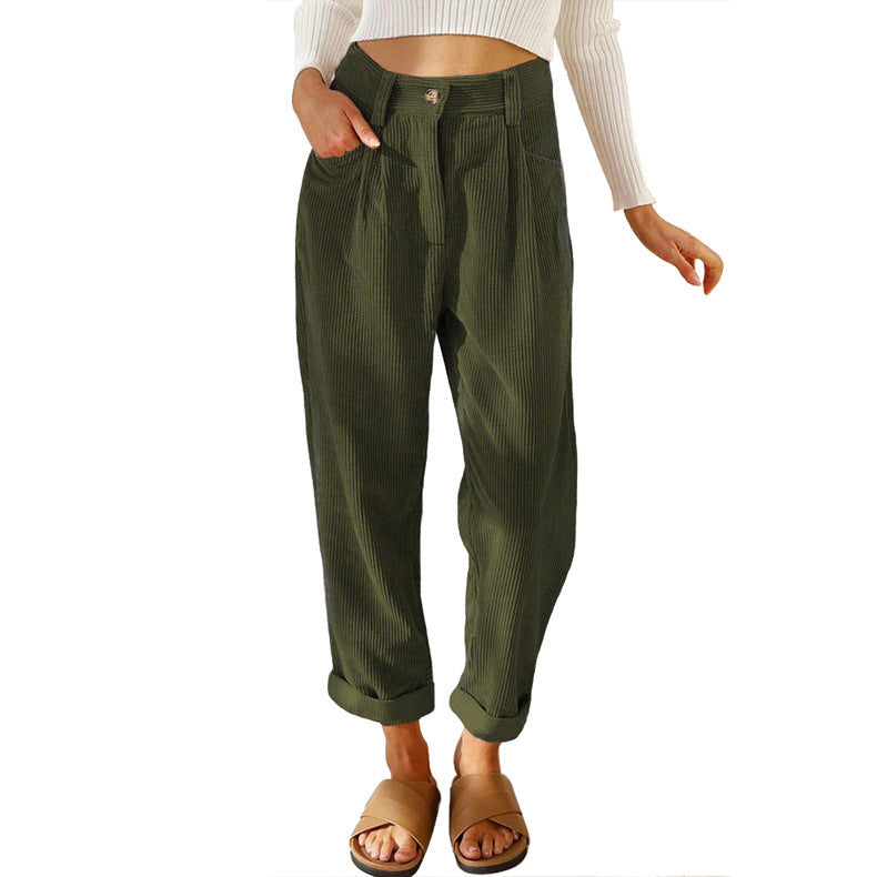 Baggy Corduroy Straight Pants Oversized Spodnie Elegant Trousers New Broek Women Causal Spring Fall High Wasit Pantalones