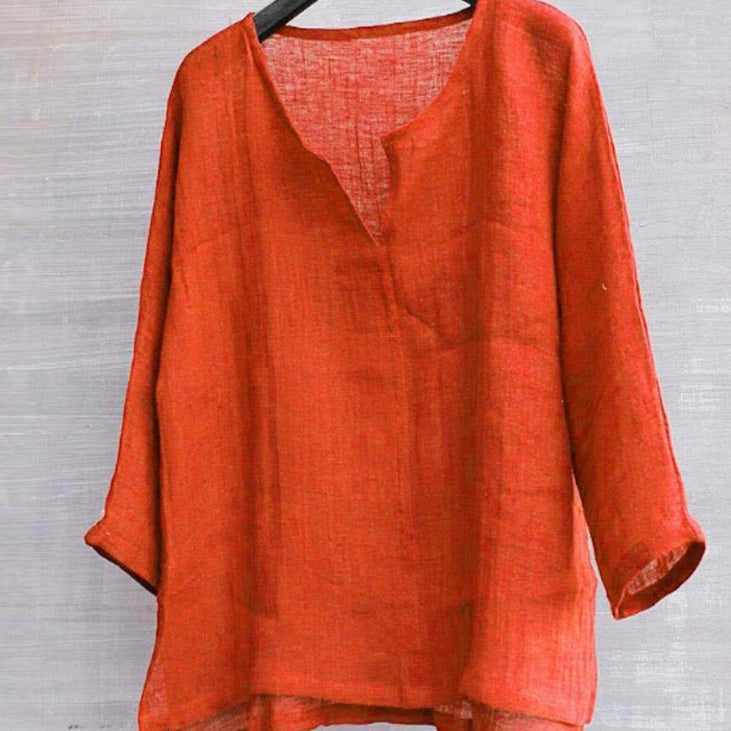 Chinese Style V-neck Men's Long-sleeved Shirt