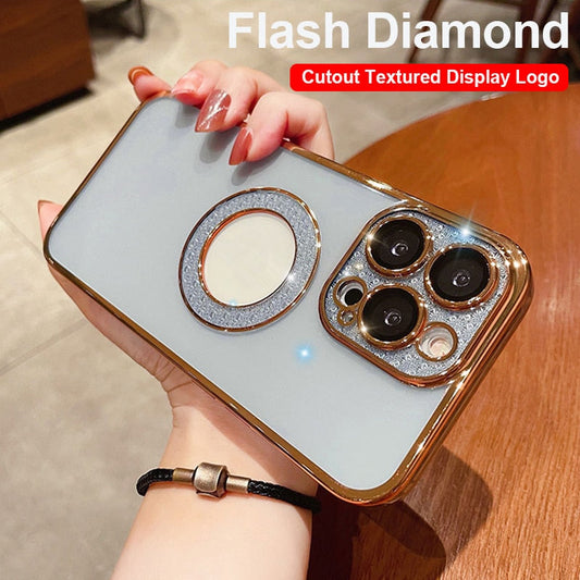 Capa com Anel Suave Eletroplated com Cristais para Smartphone