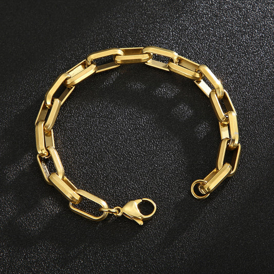 Men's Titanium Steel Bracelet Ins Niche Design Hip-hop Geometric Bracelet