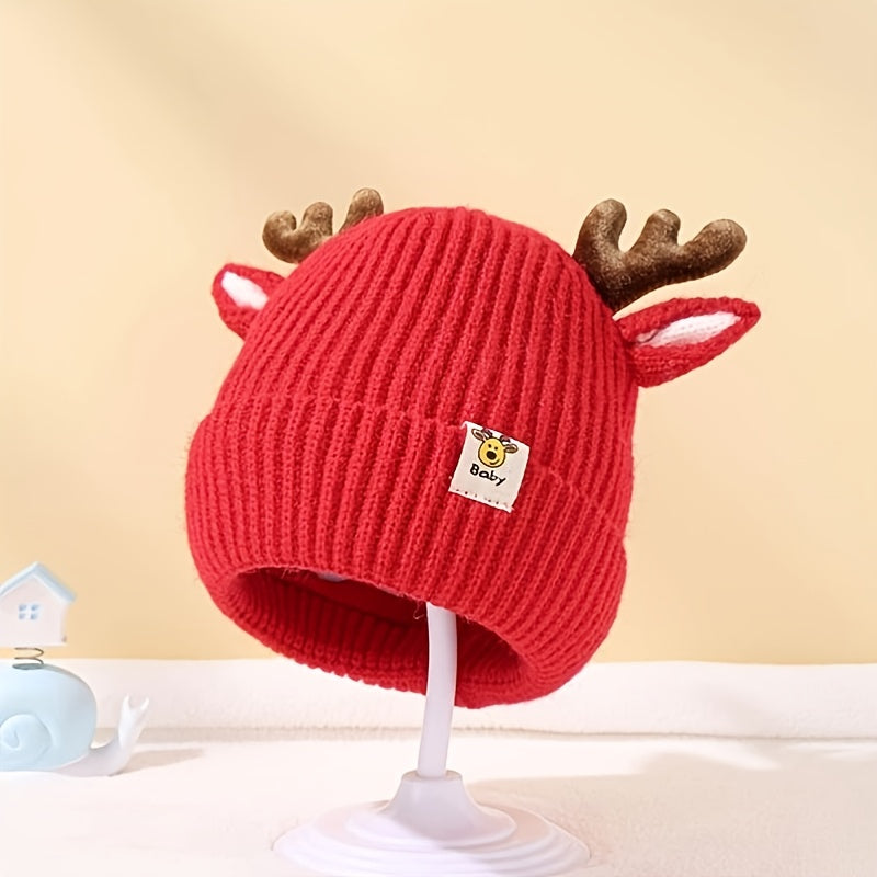 Christmas Antlers Thickened Warm Baby Knitted Hat
