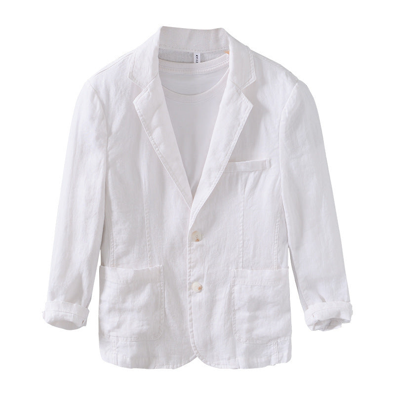 Retro Easy Matching Flat Collar Linen Suit