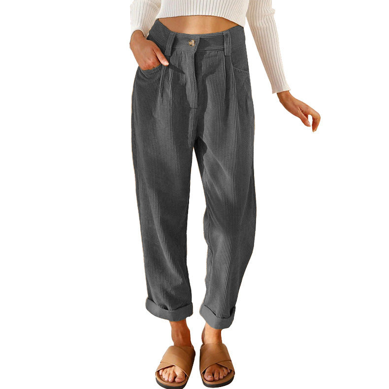 Baggy Corduroy Straight Pants Oversized Spodnie Elegant Trousers New Broek Women Causal Spring Fall High Wasit Pantalones