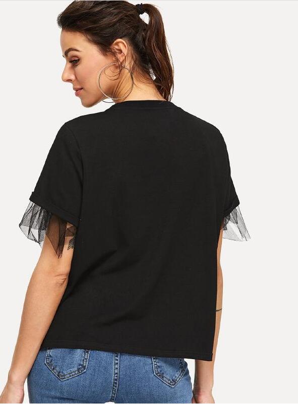Mesh Sleeves Loose T-shirt
