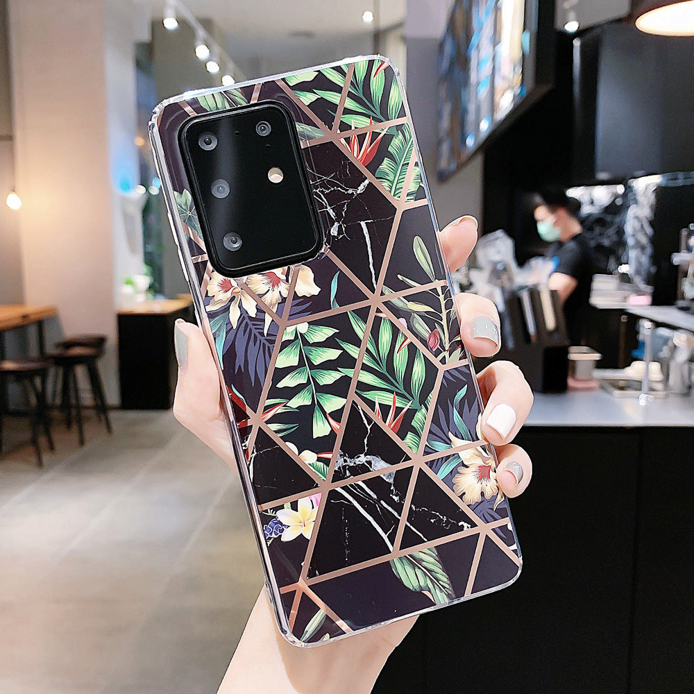 Retro electroplating geometric flower phone case