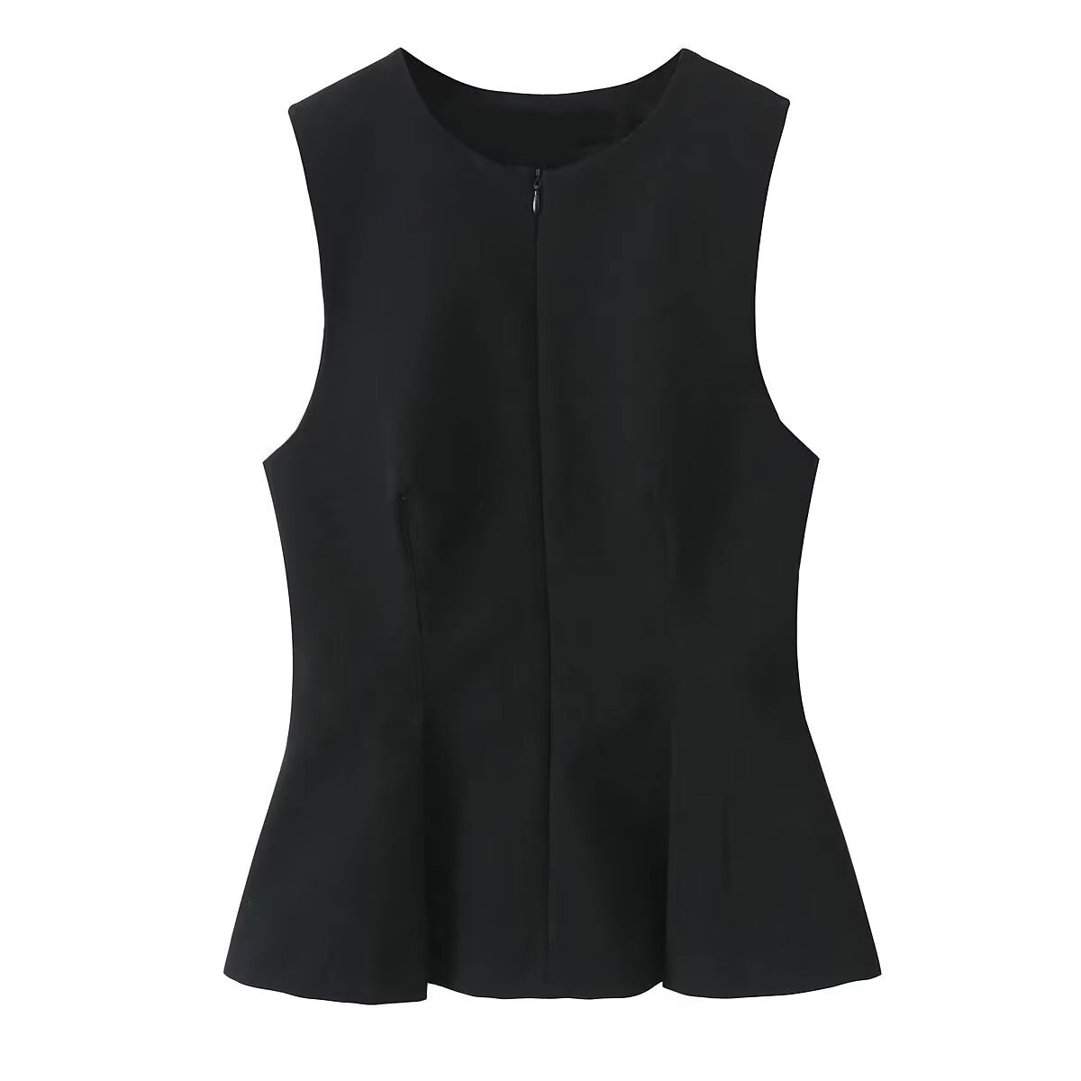 Women's Elegant Slim-fit Short Skirt Hem Round Neck Pleated Top