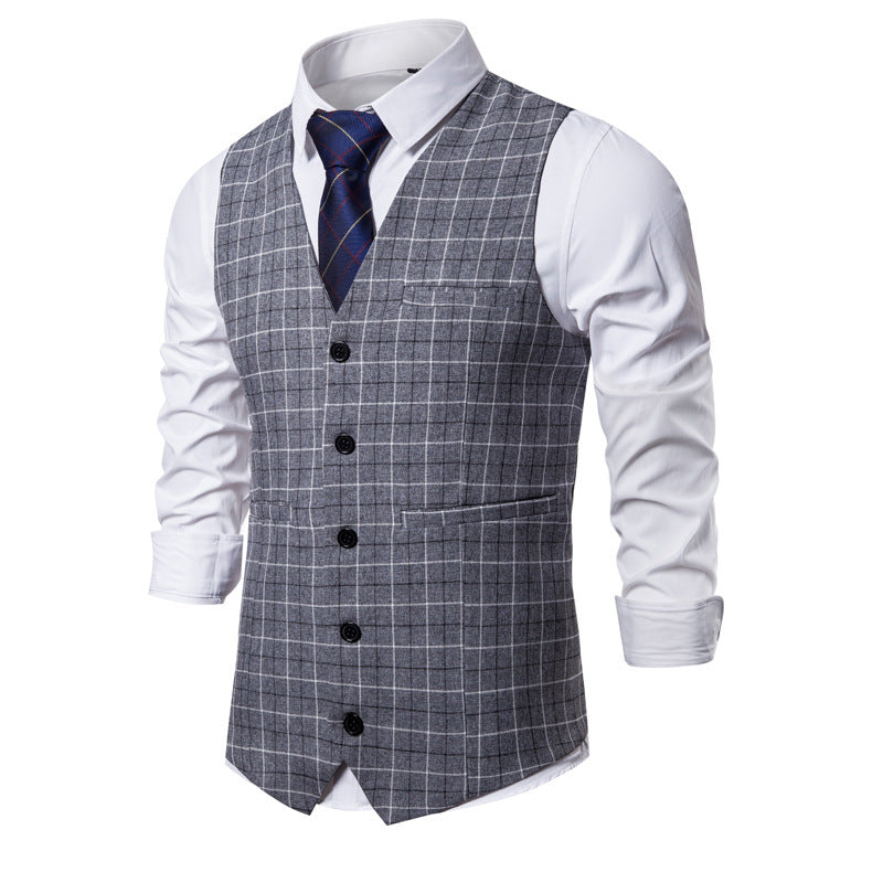 Men's Slim Fit Checkered Button Vest