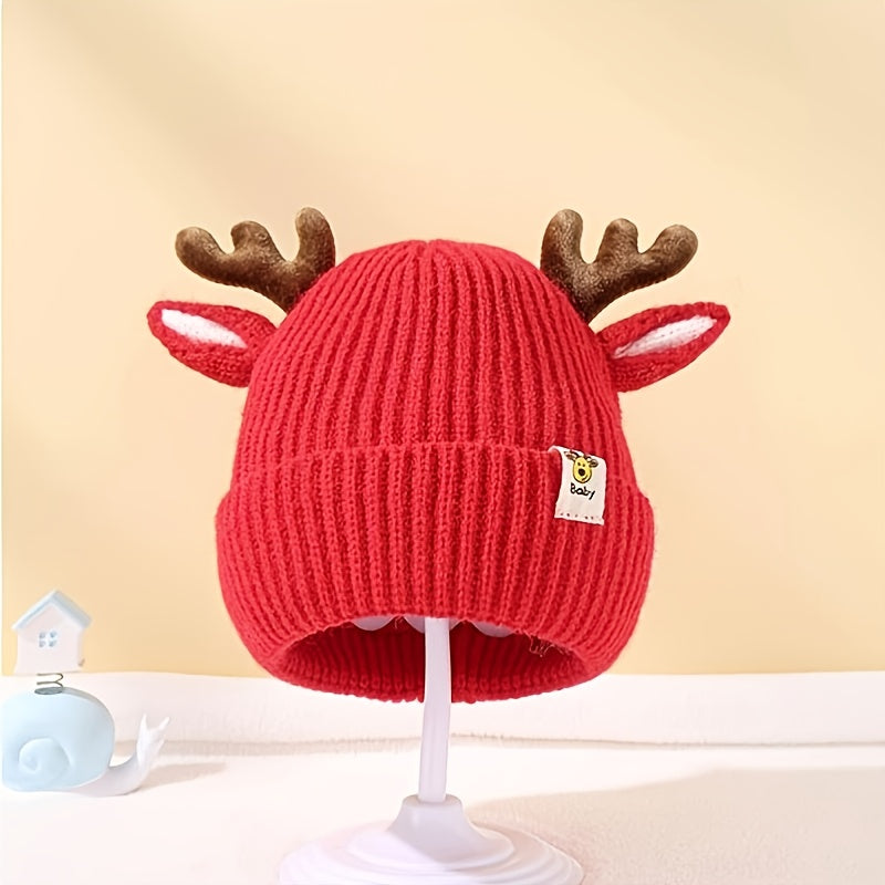 Christmas Antlers Thickened Warm Baby Knitted Hat