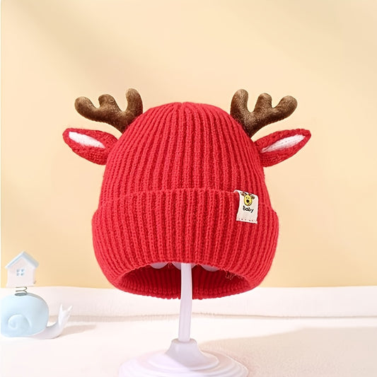 Christmas Antlers Thickened Warm Baby Knitted Hat