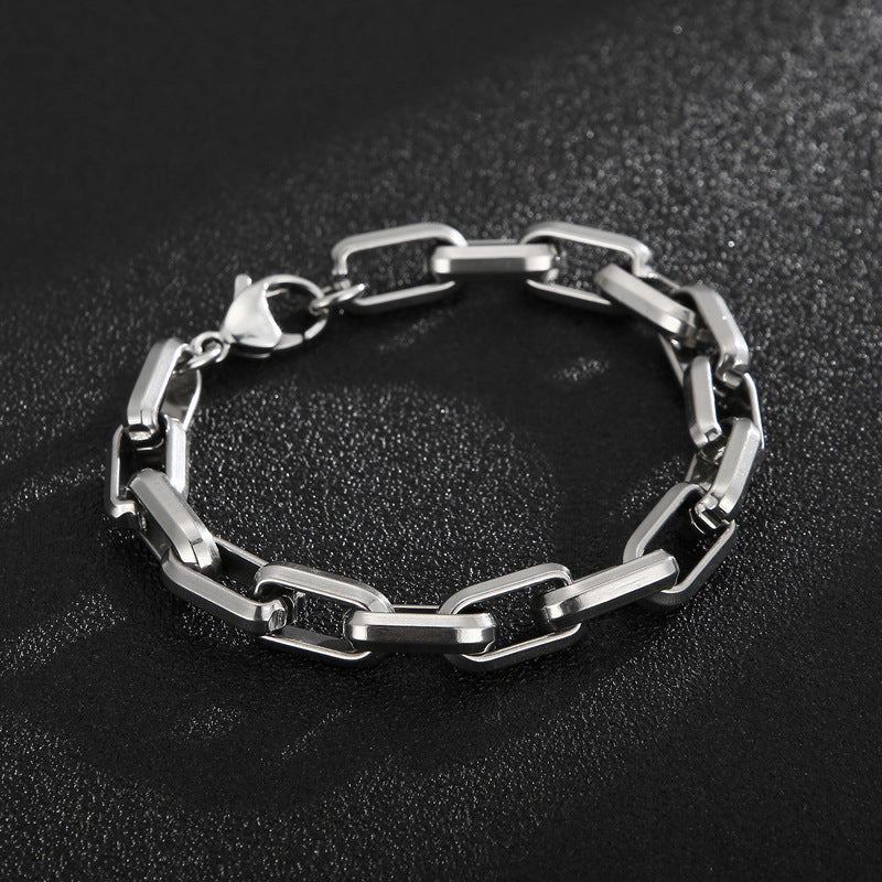 Men's Titanium Steel Bracelet Ins Niche Design Hip-hop Geometric Bracelet
