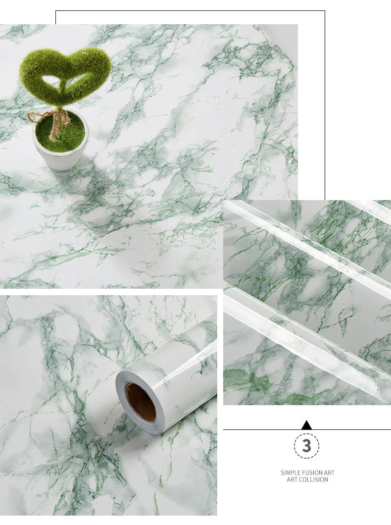 PVC Self Adhesive Wallpaper Marble Stickers Waterproof Heat Resistant Kitchen Countertops Table Furniture Cupboard Wall Paper