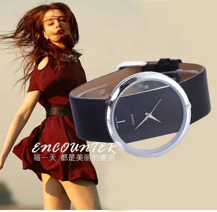 Women Watches Top Brand Luxury Hollow Ladies Wrist Watches Women Transparent Leather Strap Watch For Female Relogio Feminino Hot